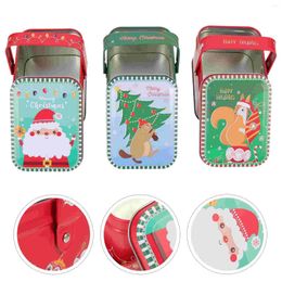 Storage Bottles 3 Pcs Christmas Candy Box Container Gift Cases Sweet Containers Holder Small Tins Xmas Pattern Bin