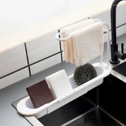 Kitchen Storage 36-50cm Shelf Drain Water Rack Sinks Organizer Soap Sponge Towel Holder Gadgets Basket Accessories