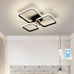 Nowoczesny sufit LED Black LED żyrandol salon sypialnia kuchnia lampa sufitowa 3/4/5 główek aplikacja/zdalne 110-220V