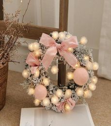 Christmas Wreath Handmade Rattan Pendant Garland Shopping Christmas Tree Door Decoration Wreath guirnalda navidad string light Y201197876