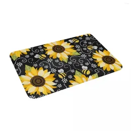 Carpets Sunflower Bee 24" X 16" Non Slip Absorbent Memory Foam Bath Mat For Home Decor/Kitchen/Entry/Indoor/Outdoor/Living Room