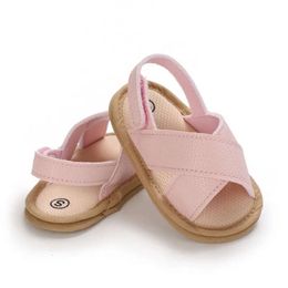 Sandali per bambine estivi traspiranti, bambini di colore semplice a colori solidi scarpe sola morbida prewalker interno 0-18m L2405