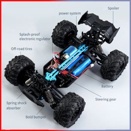 Rc Cars Off Road 4WD with LED Headlight,1/16 Scale Rock Crawler 4WD 2.4G 75KM High Speed Drift Remote Control Monster Truck Toys