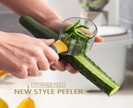 Fruit Vegetable Tools Peeler With Handle Roll Skin Tube Storage Box Apple Carrot Cucumber Stainless Steel MultiFunction Storage9127612