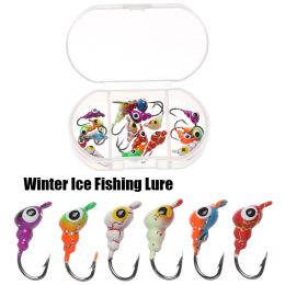 6PCS Winter Ice Fishing Lure Artificial Soft Bait 0.5~1.8g Ants Shaped Coloured Jig Head Small Ice Fishing Hook For Lure Worm
