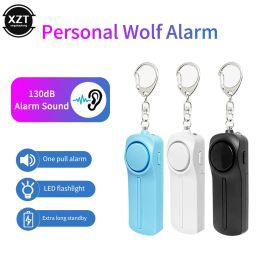 130dB Personal Alarm Safe Sound Emergency Self-Defense Security Alarm Keychain LED Flashlight For Women Kids Self Defence Alarm