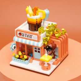 City Street View Building Blocks Mini House Bricks Coffee Shop Florist Blocks Assembled Toys Christmas Gifts for Girls Kids