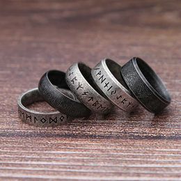 Couple Rings Fashion Retro Viking Rune Ring for Mens 316L Stainless Steel Odin Letter Ring Couple Simple Protector Jewelry Gift Wholesale S2452455