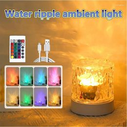 Table Lamps LED Dynamic Water Wave Pattern Night Light Dimmable Rotating Projection Atmosphere Bedside Bedroom Sleep