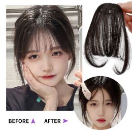 Synthetic Air Hair Fake Fringe Clip In Bang Cover Hair Natural Invisible Front Neat Bang Extensions for Women Wig Hairpieces