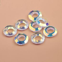 Glänsande ab ängelring kristallpärla 8/10/14/20mm glas runda pärlor med stort hål för smycken tillverkning av halsband örhängen tillbehör