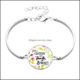 Charm Bracelets 18 Kinds Bible Verses Glass Dome Art Pattern Bangles Scripture Quote Jewelry Christian Faith Inspirational Gifts Dro Dhmhs