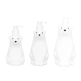 Liquid Soap Dispenser Shower Bottles PP PE Cute Stylish Pump Type Strong Durable Shampoo White Bear Style Space Saving For Toilet