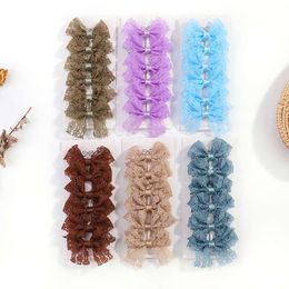 6pcs/set New Sweet Lovely Girls Kids Cloth Lace Lolita Bow Hairpin Clips Princess Hair Accessories Baby Barrettes Wholesale fccd18
