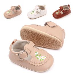 First Walkers PU baby casual shoes beautiful flowers for infants and young children non slip rubber soft sole flat first mover newborn girl Moccasins 6-18M d240525