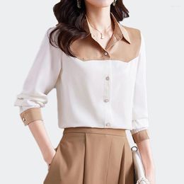 Women's Blouses Women Satin Shirts Long Sleeve For Casual Clothing Office Lady Vintage Straight Shirt 2024 Fashion Tops Blusas