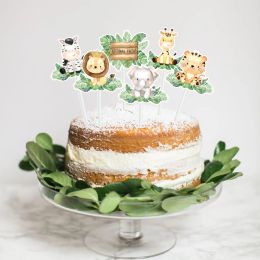 Baby Shower Safari Jungle Animals Theme Cupcake Toppers Forest Theme Birthday Party Supplies For Kids and Adults Party Decoratio