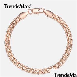 Charm Armbänder 5mm Armband für Frauen Mädchen 585 Roségold Bismark Link -Kette Frau Schmuckparty Geschenke 18cm 20 cm Drop Lieferung DHN74