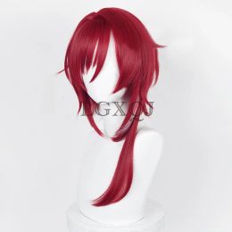 High Quality ES Sakasaki Natsume Cosplay Wig Game Anime Cosplay Wigs Scalp Dark Red Heat Resistant Synthetic Wig