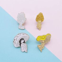 Creative Cute Plant Mushroom Lilliputian Enamel Pins Fairy Pink Mushroom Alloy Brooch Badge Personality Jewellery Gift For Kid