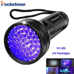 51 LED UV Taschenlampe Schwarzes Licht, 9 12 21 395 nm Ultraviolett Fackel Blacklight Detektor für Hundeurin, Haustierflecken und Bettwanzen Z50