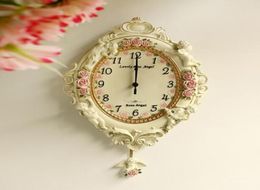 European Garden Ornament luxury watch clock Home Furnishing resin relief angel living room wall clock3989852