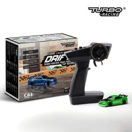Turbo Racing 1:76 C64 Drift RC Car With Gyro Radio Full Proportional Remote Control Car Toys For Kids and Adults