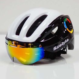 Cycling Helmets Grown-up bike muscle bicycle helmet with glassy magnetic glasses MTB mountain bike muscle toothbrush equipment paten Q240524