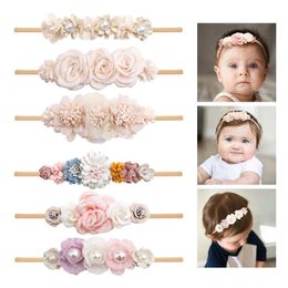 3pcsset Baby Girl Headband born Elastic Flower Toddler Hair Band Kids Headwear Nylon Soft Hairbands Child Accessories 240522