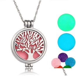 Pendant Necklaces Aromatherapy Necklace With Felt Pads Stainless Steel Jewelry Pattern Tree Of Life Oils Essential Diffuser Dhs Drop Dhevq