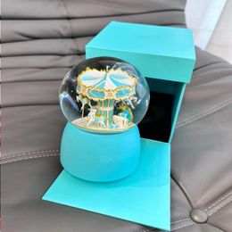 Box Blue Gift Carousel Dream With Ball Classic Letter New Year Christmas Logo Light Children's Valentine's Crystal M Aneob