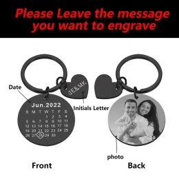 Personalised Calendar Keychain Customised Photo Engraved Date Keychain Anniversary Birthday Gift for Boyfriend Girlfriend Couple