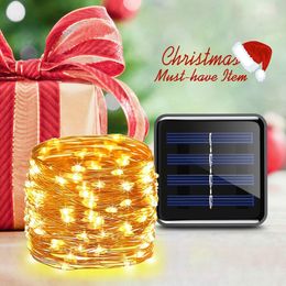 New Year Solar Lamp LED Outdoor 7M/12M/22M/32M String Lights Fairy Waterproof For Holiday Christmas Party Garlands Garden Decor