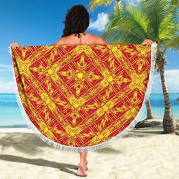 Towel Polynesia Est Summer Beach Shawl Fast Drying Swimming Gym Camping Big Round BlanketTowel Yoga 3D All Over Printed Q-1