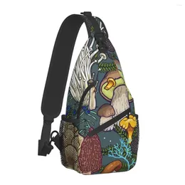 Backpack Mushroom Forest Chest Bags Men Trip Shoulder Bag Kawaii Print Small School Workout Sling