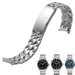 Solid Stainless Steel Watchband 20mm 22mm Silver Watch Bracelet for Omega 300 007 Strap Men's Watch Band Free Tools 243g
