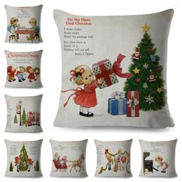 Pillow Merry Christmas Storey Cushon Cover Decor Cartoon Fairy Tale Case For Children Room Sofa Home Polyester Pillowcase 45x45cm