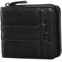 Wallets PI UNCLE Leather Men's Short Wallet Mini Retro Coin Change Card Holder Girls Anti-netic Bag 239V