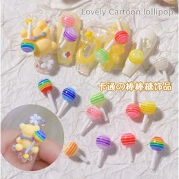Nail Art Decorations 20pcs Mixed Color Lollipop Charms 3D Flatback Resin Decoration Supplies Parts Kawaii Manicure Accessories
