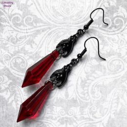 Bat Earrings with Red Teardrop Beads, Earrings, Gothic Jewelry, Alternative Jewelry, Gothic Gift for Her, Bat Lover, Halloween