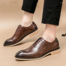 Casual Shoes Trends Leather For Men Slip On Pointed Toe Oxfords Formal Wedding Party Office Work Business Dress Dating