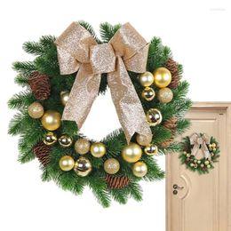 Decorative Flowers Christmas Wreath Decoration Ball Bow Garland Front Door Artificial Decorations With Ribbon For Window