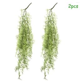 Decorative Flowers Wedding Decoration Fake Vine Office Plant Plastic 2Pcs Artificial Hanging Decor Floral Garland Ivy Green Outdoor