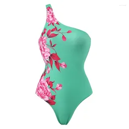 Women's Swimwear Women Swimsuit One-Shoulder One Piece Flower Print Beach Dress Bikini Designer Bathing Surf Wear For Summer Holiday