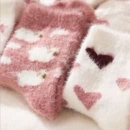 Cute Autumn Winter Warm Imitate Mink Velvet Women'S Socks Soft Cozy Towel Hosiery Floor Socks Sweat-Absorbent Sleep Socks