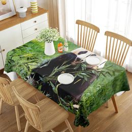 Table Cloth 3D Panda Rectangle Tablecloth Black White Eat Green Bamboo Cute For Dining Room Kitchen Home Decorations Tablecloths