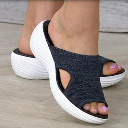 Women Casual Beach Slippers Orthopaedic Stretch Ortic Sandals Female Open Toe Breathable Slides Stretch Cross Shoes Outdoor 240521