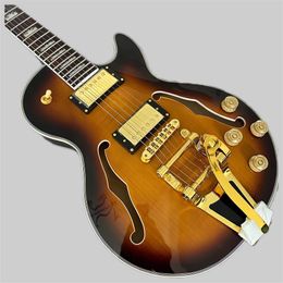 Custom shop, Made in China, Ball double high quality electric guitar, Gold hardware, BigsbyTremolo system, free shipping 2569