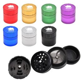 Top Quality 53MM Smoking Bear Grinders CNC Aluminium Tobacco Herb Grinder Spice Crusher 4 Piece with Pollen Catcher7201053