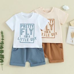 Clothing Sets 2024-12-27 Lioraitiin 0-3Y Born Baby Boy Summer Clothes Letter Print Short Sleeve T Shirt Stretch Rolled Shorts Outfits